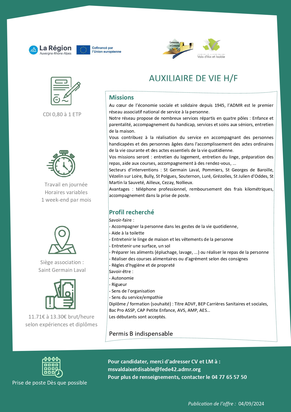 29.10.2024 Auxiliaires de vie